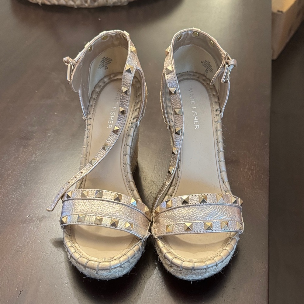 Marc Fisher Gold  Metallic Studded Espadrilles